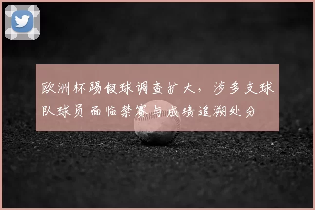 欧洲杯踢假球调查扩大，涉多支球队球员面临禁赛与成绩追溯处分